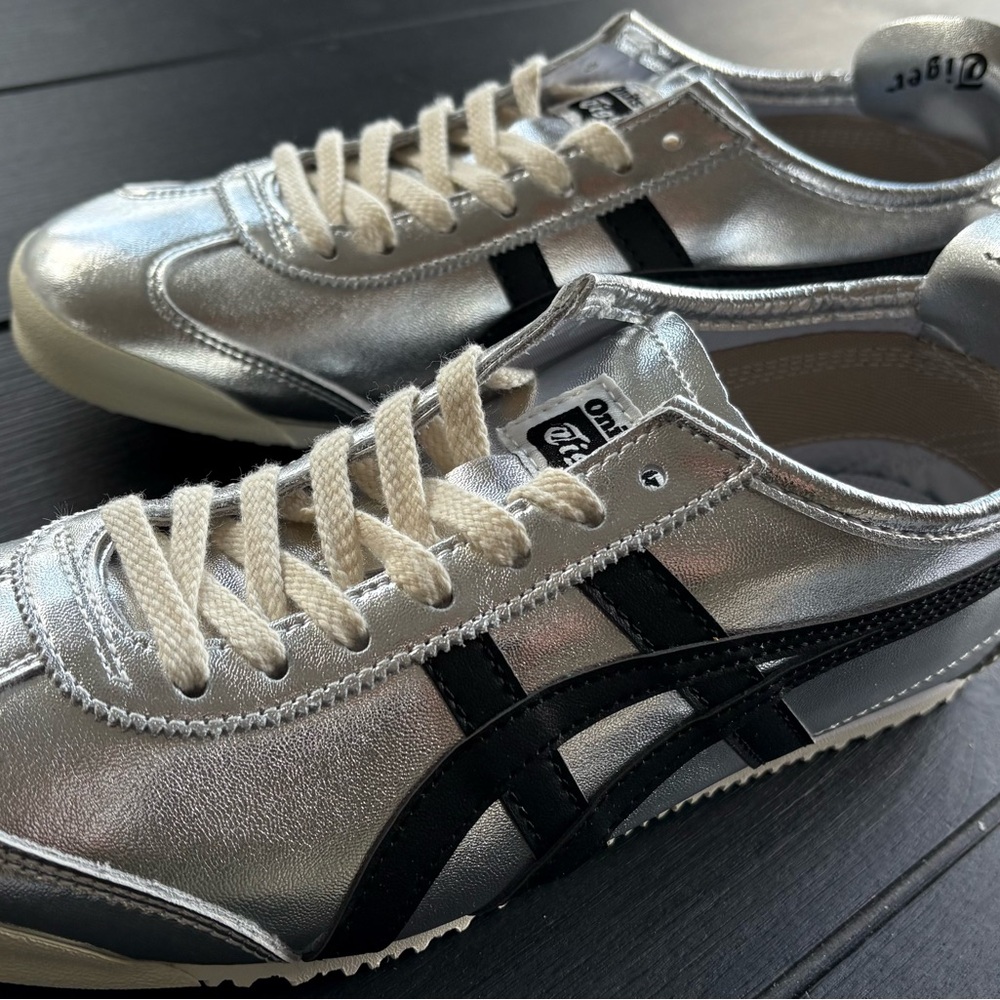 Onitsuka Tiger by Asics Silver and Black Athletic Shoes